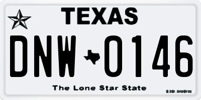 TX license plate DNW0146