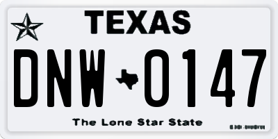 TX license plate DNW0147