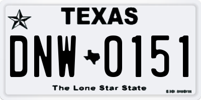 TX license plate DNW0151