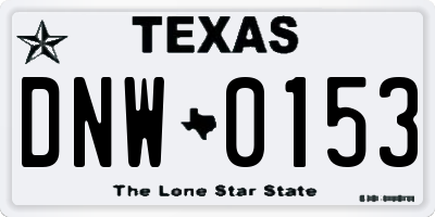 TX license plate DNW0153