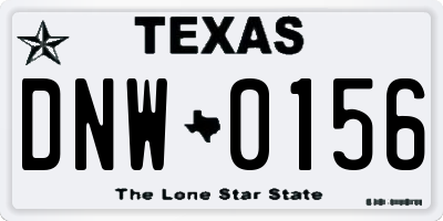 TX license plate DNW0156