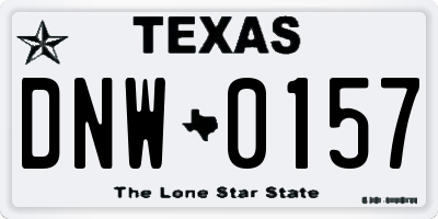 TX license plate DNW0157
