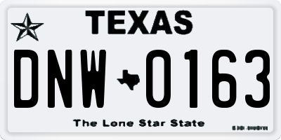 TX license plate DNW0163