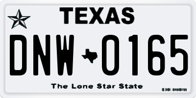 TX license plate DNW0165