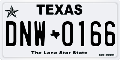 TX license plate DNW0166