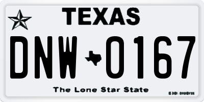TX license plate DNW0167