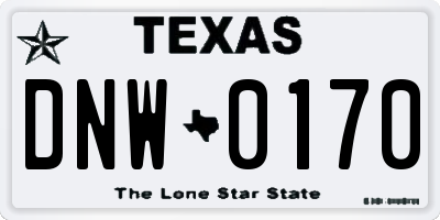 TX license plate DNW0170
