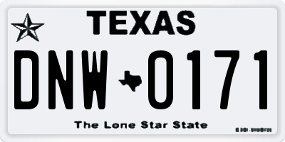 TX license plate DNW0171