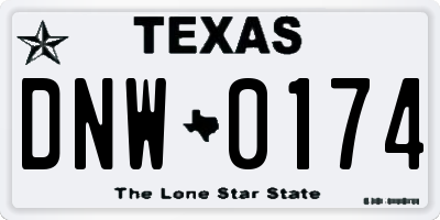 TX license plate DNW0174