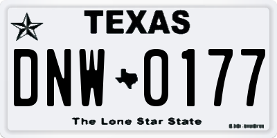 TX license plate DNW0177
