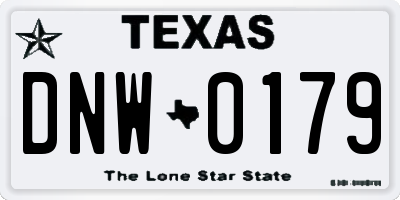 TX license plate DNW0179