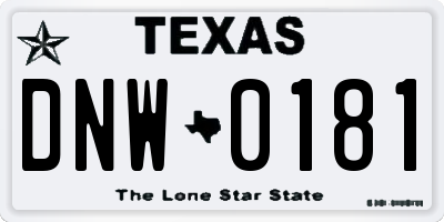 TX license plate DNW0181
