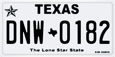 TX license plate DNW0182