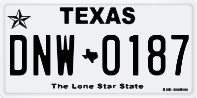TX license plate DNW0187