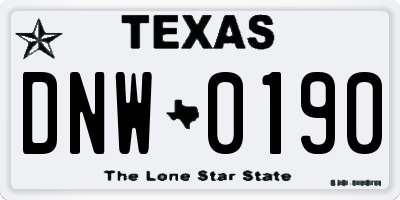 TX license plate DNW0190