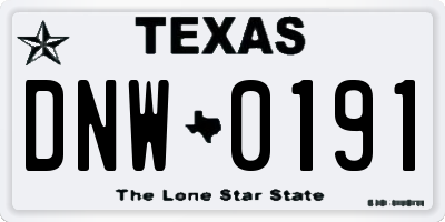 TX license plate DNW0191