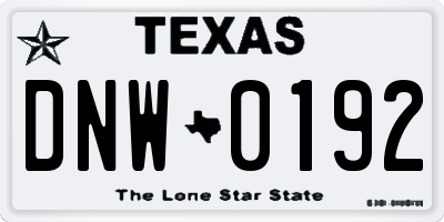 TX license plate DNW0192