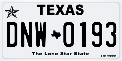 TX license plate DNW0193