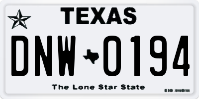 TX license plate DNW0194