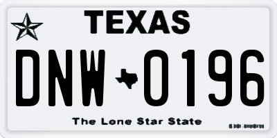 TX license plate DNW0196