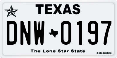 TX license plate DNW0197