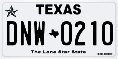 TX license plate DNW0210