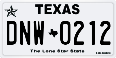 TX license plate DNW0212
