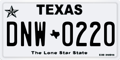 TX license plate DNW0220