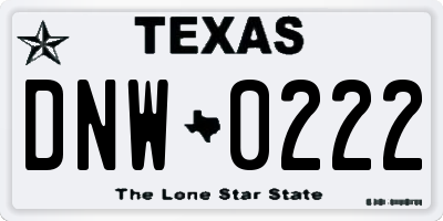 TX license plate DNW0222