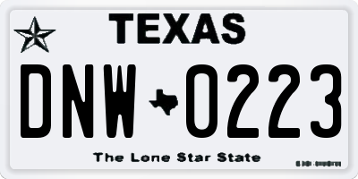 TX license plate DNW0223
