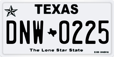 TX license plate DNW0225
