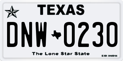 TX license plate DNW0230