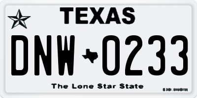 TX license plate DNW0233