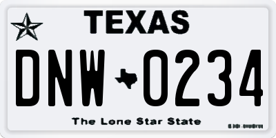 TX license plate DNW0234