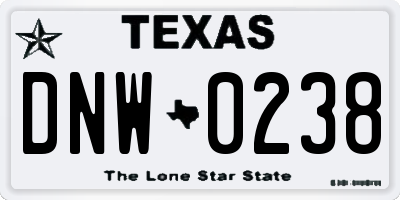 TX license plate DNW0238