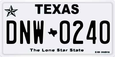 TX license plate DNW0240