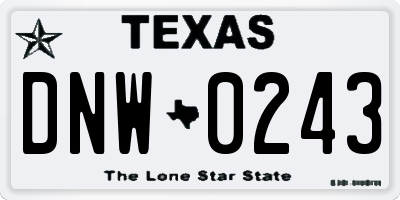 TX license plate DNW0243