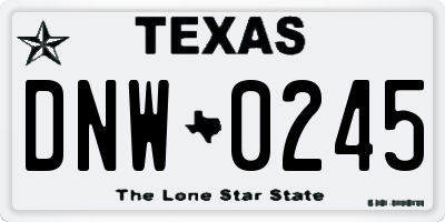 TX license plate DNW0245