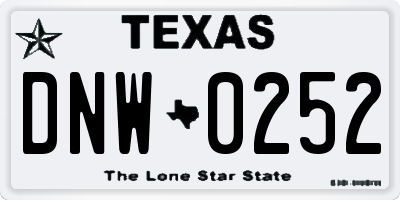 TX license plate DNW0252