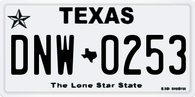 TX license plate DNW0253
