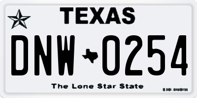 TX license plate DNW0254