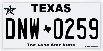 TX license plate DNW0259