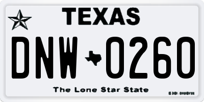 TX license plate DNW0260