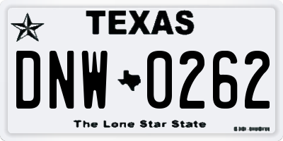 TX license plate DNW0262