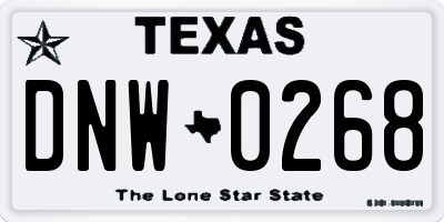 TX license plate DNW0268