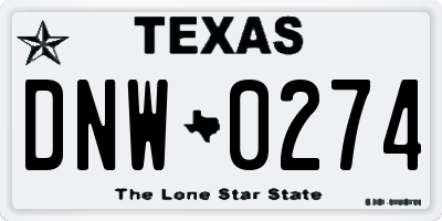 TX license plate DNW0274