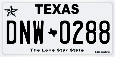 TX license plate DNW0288
