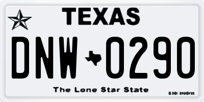 TX license plate DNW0290