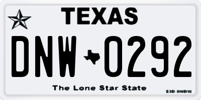 TX license plate DNW0292
