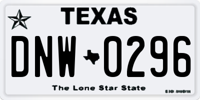 TX license plate DNW0296